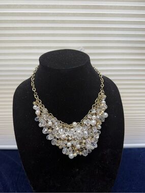 Stein Blye Gold Tone Cluster Bib Statement Necklace